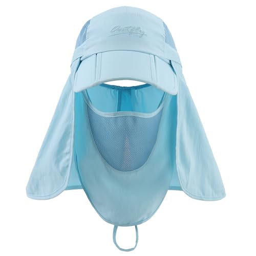 Image of Connectyle Men's Foldable Baseball Sun Cap with Removable Face Mask Neck Flap Cover UPF 50+ Sun Protection Fishing Hiking Hat