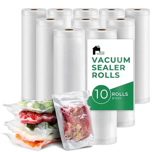 Image of EconoHome 8 inchx20' Roll Heavy Duty Vacuum Seal Bags for Food 10 Pack - Commercial-Grade, Airtight & Leakproof Plastic Vacuum Storage Bags for Sous Vide, Meal Preparation, Processing & Dry Aging Meat