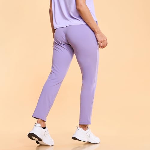 Image of Enamor Mid Rise 7 /8th Length Drawstring Closure Travel Pants for Women - Relaxed Fit, Quick Dry, Antimicrobial - E068