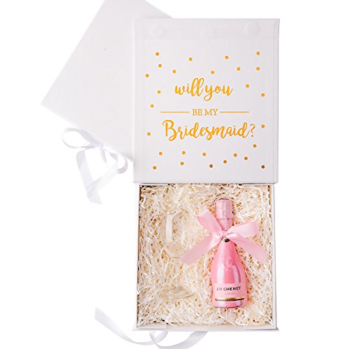 Crisky White Bridesmaid Proposal Box with Gold Foiled Text | Set of 1 Empty Boxes | Perfect for Will You Be My Bridesmaid Gift and Wedding Present