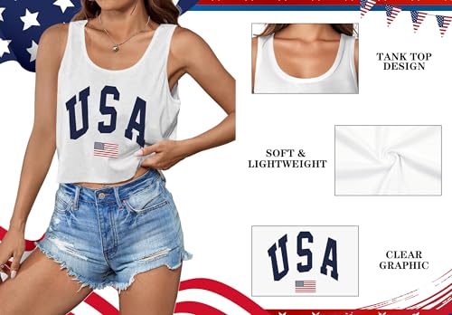 Image of Ithalt Womens American Flag Shirts 4th of July Outfits USA T-Shirt Patriotic Tank Shirt Fourth of July Sleeveless Tops