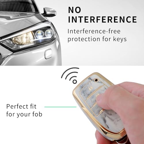 Image of keyzone TPU car key cover compatible for Toyota Innova Crysta, Hilux, Innova HyCross 2 button smart key (Marble)