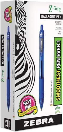 Zebra Z-Grip 22210-Penna A Sfera, Punta Media, A Scatto, Confezione Da 12 Blu