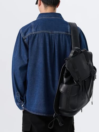 Image of GRECIILOOKS Men's Casual Denim Shirt's | Full Sleeve Regular Fit Jeans Shirt | Stylish Blue Denim Shirts for Men | Versatile for Everyday Wear