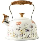 Beruyu Tea Kettle for Stove Top, 2.7 Quart Whistling Kettle with Floral Pattern for Boiling Water...