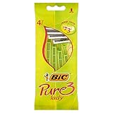 Cinta lubricante Bic Pure 3 Lady - Cuchillas de depilar de triple hoja (paquete de 4 cuchillas, 2 paquetes)