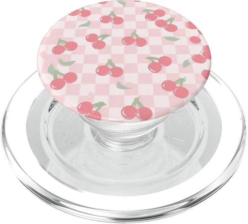 Pink Gingham Cherry Pattern PopSockets PopGrip for MagSafe by Cherry Gingham Phone Case Gifts - Used condition - US$15.69