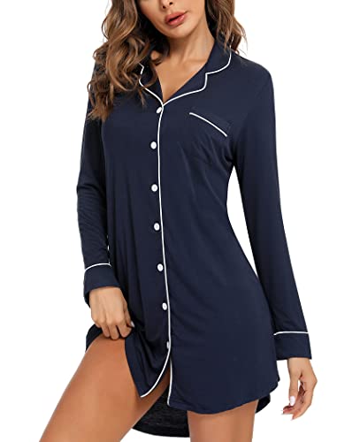 Image of Leikar Maternity Nightgown For Women Nursing Pajamas Long Sleeve Sleepshirt
