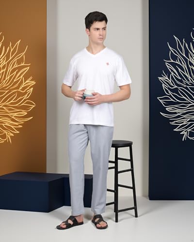 Image of Majestic Man Comfort Fit Solid Cotton Blend Casual Style Lounge Pyjama with 3 Pockets & Zip Closure