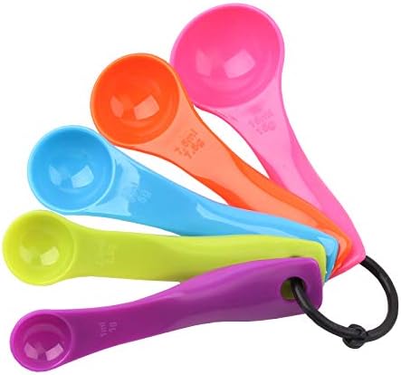 Smart Baking Set of 5pcs Multi Colours Plastic Measuring Spoon Set | Kitchen Utensils Baking Set | Perfect Measuring Cups for Baking or Cooking Task