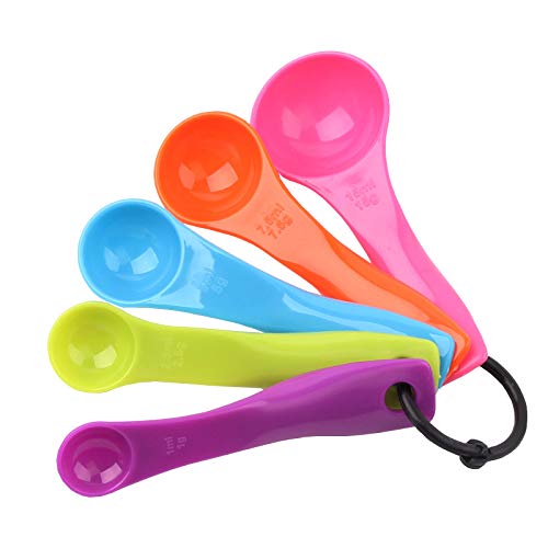 Smart Baking Set of 5pcs Multi Colours Plastic Measuring Spoon Set | Kitchen Utensils Baking Set | Perfect Measuring Cups for Baking or Cooking Task