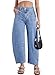 Astylish Wide Leg Jeans Woman Trendy Stretch High Waisted Mom Barrel Fashion 2025 Vintage Denim Ankle Pants Size 12 Dusk Blue