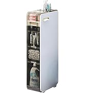 House of Quirk Plastic 4-Tiers Bathroom Floor Storage Cabinet Narrow Slim Towel Organizer Side Co...