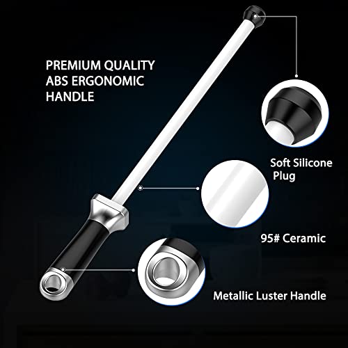 Knife Honing Rod,10 Inches Ceramic Sharpening Stick, Home Kitchen Knife Sharpener, 1000 Grit Ceramic White #TOP3