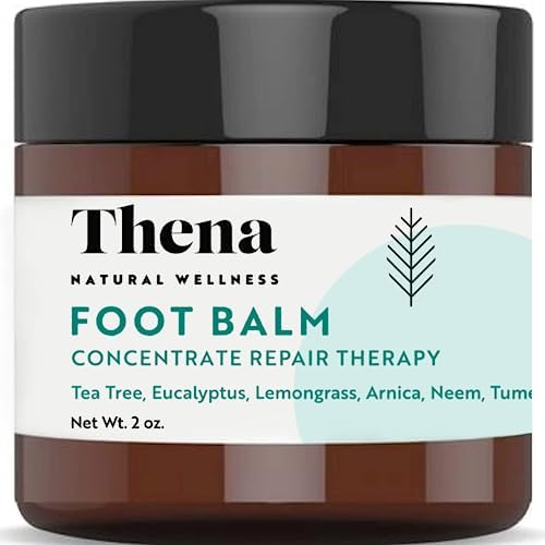 Thena Extra Strength Foot Repair Balm For Athletes Foot Treatment Dry Heels Itchy Cracked Feet Toenails Jock Itch Rashes Ringworm Treatment for Humans Best Natural Foot Care