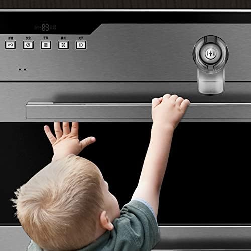 2 Pcs Child Safety Oven Door Lock,Heat-Resistant Baby Proof Oven Lock for Kitchen Safety, Use 3M Adhesive (Clear-Black)