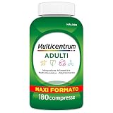 Multicentrum Adulti Integratore Alimentare Multivitaminico Completo Vitamine e Minerali per Adulti, con Vitamina B, D e C, Combatte Stanchezza e Affaticamento, maxi formato 180 Compresse