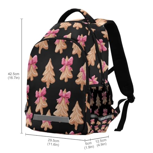 Bow Christmas Tree Black Background Pattern Backpacks for Kids School Bag Student Backpack Bookbag For Boys Girls Casual Bag3