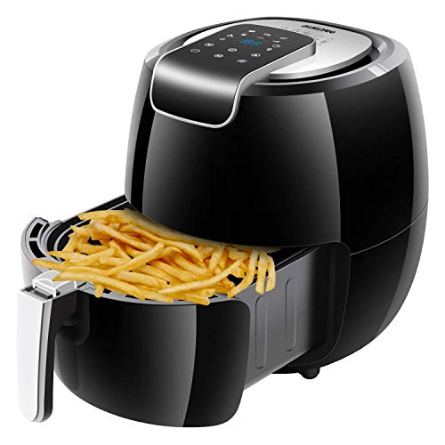 AUKUYEE COMIN18JU093482 Oil Less Cooker, 1800W, XL, 5.6QT, with Recipe (Black) Air Fryer
