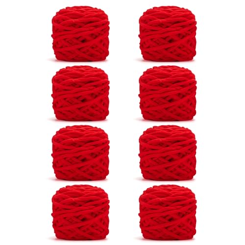 Image of INNDUN Blanket Yarn 8 Pack of 100g /3.5oz - Red Chenille Yarn 6 Super Bulky - Knitting, Crocheting & Crafts Chunky Yarn