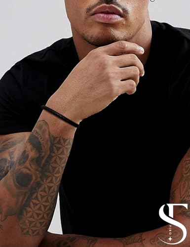 FIBO STEEL 2-3PCS Stainless Steel Braided Leather Bracelet for Men Women Wrist Cuff Bracelet 7.5-8.5 inches3