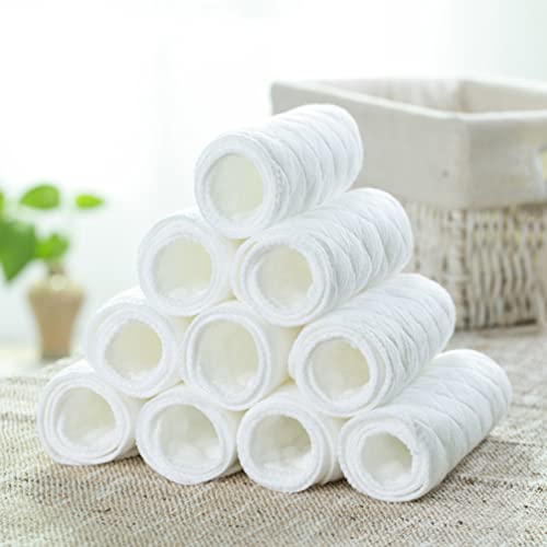 Image of 10Pcs 3-Ply Reusable Washable Cloth Diapers for Newborns, Super Absorbent Cotton Diapers, 12.59X4.72In, White