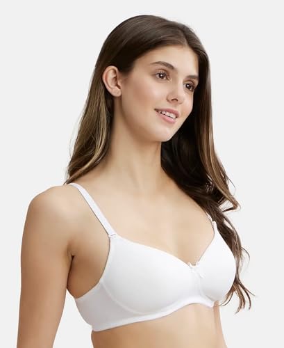 Image of Jockey FE23 Women's Wirefree Padded Super Combed Cotton Elastane Stretch Medium Coverage Multiway Styling T-Shirt Bra with Detachable Straps