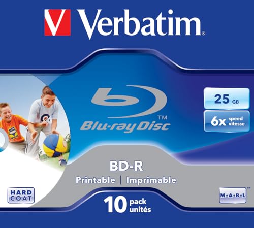 Verbatim BD-R SL 25 Go 6 x Printable 10pk – BD-RE Vierges (6 x, boîte à Bijoux) Verbatim BD-R SL 25 Go 6 x Printable 10pk – BD-RE Vierges (6 x, boîte à Bijoux)