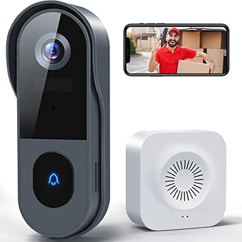 XTU Wireless WiFi Video Doorbell Camera with Chime, 1080P HD Smart Video Door bell with Camera Battery Operated PIR Motion Detection Night Vision 2-Way Audio Support SD Card & Cloud Storage Cover