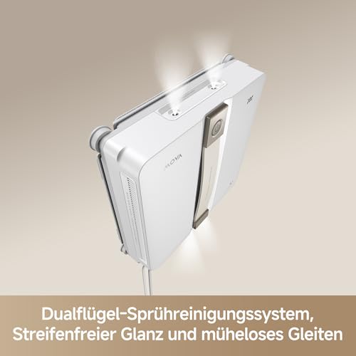 MOVA N1 Fensterputzroboter, kompakt, Dualflügel-Sprühreinigungssystem, 8000 Pa Saugkraft, Sicherheitsvorrichtung, intelligente Wegplanung für vollständige Abdeckung, All-in-One