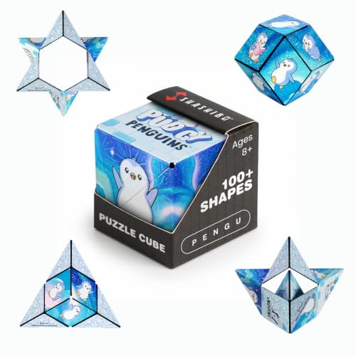 Image of Shashibo Pudgy Penguins Magnetic Puzzle Cube, Stress Relief Fidget Toy | 100+ Possible Shapes, Sensory Fidget Toy For Adults & Kids, Fun Shape Shifting Puzzle Box For All Ages