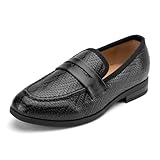 Meijiana Boys Shoes - Black Leather Pull-On Dress Shoes for Boys, Fashion Casual Rubber Low-Heels Ideal for Wedding, Party or Formal Indoor Events - Versatile Boys Dress Shoes, Black-01, 2 US