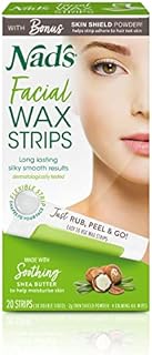 Nad's Facial Wax Strips - Hypoallergenic All Skin Types - Facial Hair Removal For Women - At Home Waxing Kit with 20 Face Wax Strips + 4 Calming Oil Wipes