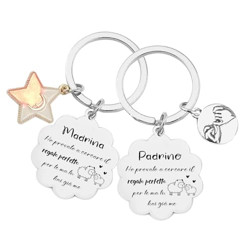 FGHJK 2 pezzi Regalo Madrina e Padrino Portachiavi Regalo per