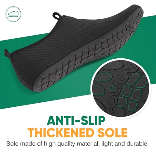 RUOMU Badeschuhe Herren Damen Wasserschuhe Schnell Trocknend Schwimmschuhe Barfußschuhe rutschfeste Leicht Aquaschuhe Strandschuhe fur Männer Frauen,Schwarz 42 EU