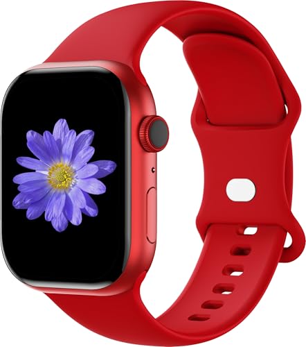Image of Cindgress Sport Band Compatible with Apple Watch 41mm 38mm 40mm 42mm for Women Men, Soft Silicone Strap for iWatch Wristband Series Ultra SE 11 10 9 8 7 6 5 4 3 2 1 S/M Red