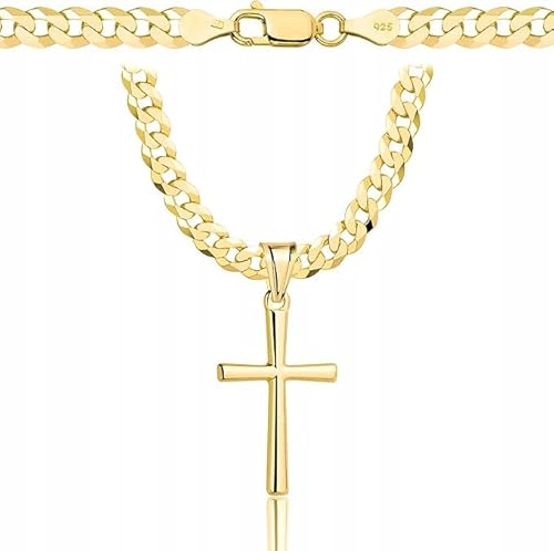 Amor Luxury Goldkette Kreuz 585/925, 5 mm, 50 cm Panzerung Halskette für Herren