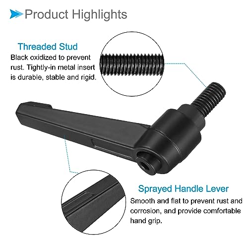 Image of Clamping Lever Handles, M8 x 15mm Male Thread, Adjustable Quick Release Locking Rotating Bolt Knobs Black - (Applications: for Lathe Machinery), 2-Pieces