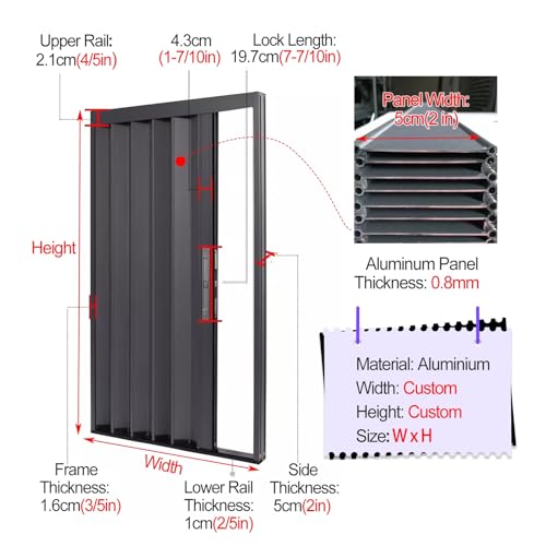 Kuchnia łazienka harmonijkowe drzwi harmonijkowe o wysokości 203 cm, podwójne drzwi składane, wewnętrzne aluminium, chowane duże drzwi przesuwne do stodoły z zamkiem i kluczem, oszczędność miejsca