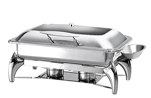 Presto Ware PWI-625 Glass Top Full Size Chafing Dish 8 Qt with Stand, Stainless Steel Chafer for Catering - Prestoware