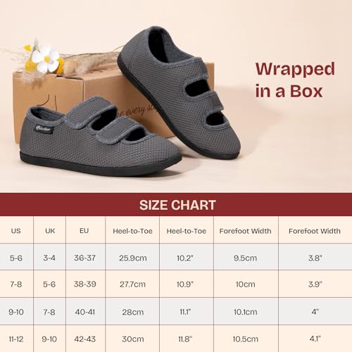 Everfoams Womens Adjustable Diabetic Shoes Indoor Outdoor Wide Width Slippers For Women With Edema Swollen Feet Ultimate Gray thumb #5