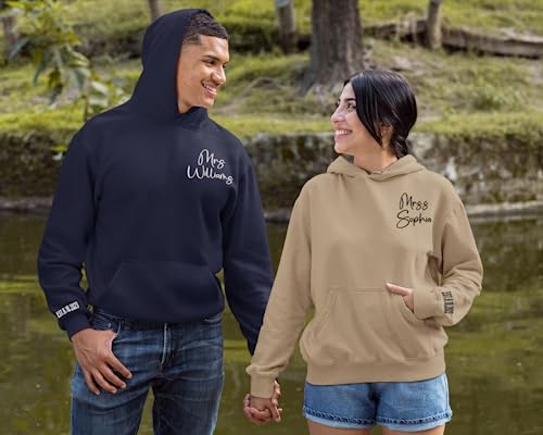 Izi Pod Custom Mrs. Embroidered Sweatshirt, Date On Sleeve, Personalized Gift For Bride, Wife Shirt, Future Mrs Hoodie, Engagement Gift, Bride To Be, Valentines Gifts, Christmas Shirt For Men, Hoodie #TOP3