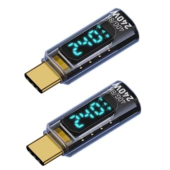 USB C 8K 40Gbps Mini Digital Meter USB 4.0 Type-C Extension Adapter Display Voltage Current Power 240W Color Blue- 2 pcs