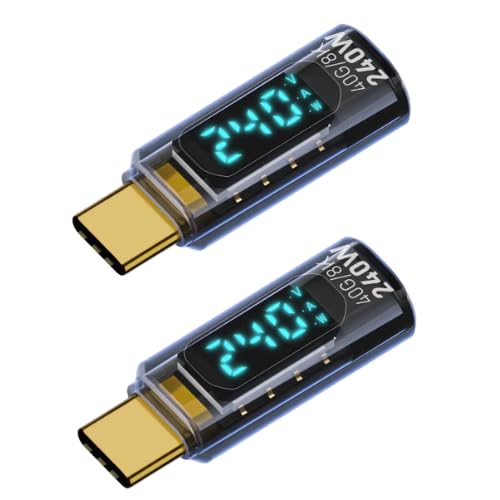 Adaptateur extension USB C anti-usure 240W afficheur de tension et courant bleu