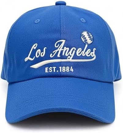 Embroidered City Cotton Los Angeles Baseball Cap, Adjustable Classic Vintage Fans Baseball Hat for Men Women