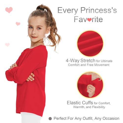 Image of 3T 4T 5T to 12 Years Girls Long Sleeve Shirts Kids Cotton T-Shirt Toddler Basic Crew Neck Top