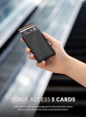 VULKIT Pop Up Wallet, Slim Minimalist Credit Card Holder For Men and Women RFID Blocking Mini Metal Case2