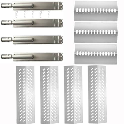 Image of 4pcs 16516 Stainless Steel Burners for Bull Grill Replacement Parts + 4pcs 16631 Flame Tamer Flavor Bar + 3pcs 16520 Heat Plate Shield Set,Fits for Bull, Lion, Cal Flame 4 Burner Gas Grills