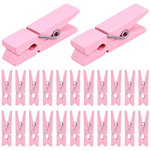 50Pcs Pink Wooden Small Clothespins Photo Clips Wood Paper Peg Pin Craft Clips For Wall Hanging Pictures Clothing Jewelry Items Home Party Wedding Decoration #TOP1