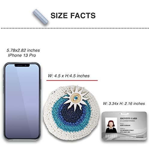 Coin Purse Small Pouches With Zipper Knit Change Pouch Bags Evil Eye Crochet Wallet (Evil Eye Round) #TOP3